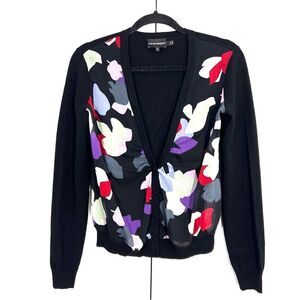 Emporio Armani Cardigan Sweater Women’s 40 Black Sheer Front Long‎ Sleeve